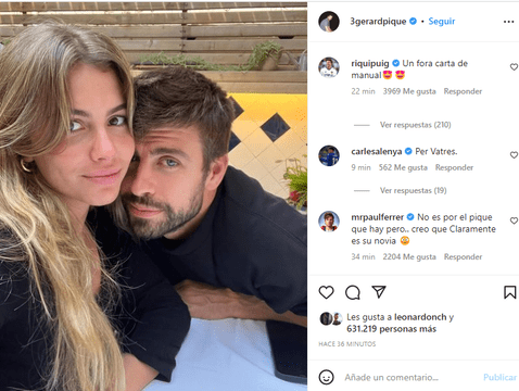  Gerard Piqué y Clara Chía juntos en redes sociales. Foto: captura/Instagram   