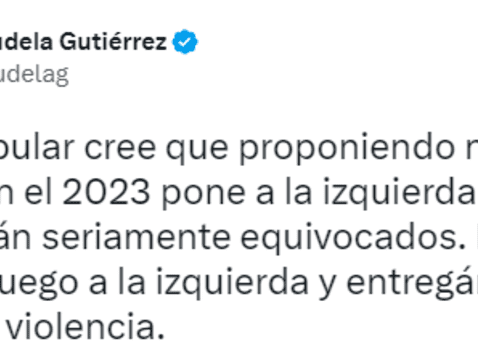  Tuit de Adriana Tudela sobre iniciativa de Fuerza Popular. 