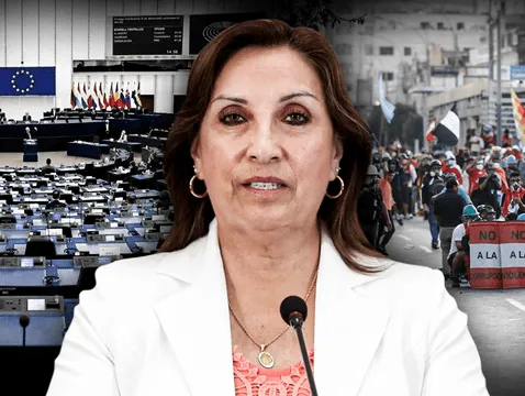 Dina Boluarte spoke before the OAS about the deaths that have been occurring in the interior of the country due to the protests.  Photo: Presidency/Composition LR   