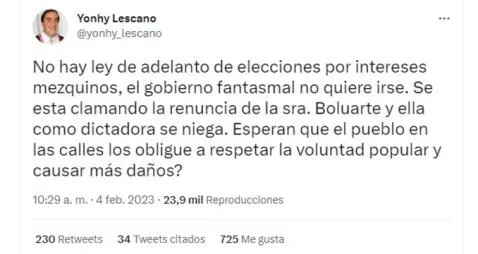 Puno: Yonhy Lescano Sobre El Pedido De Renuncia De Dina Boluarte: “Como ...