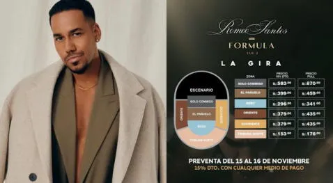   Romeo Santos: find out when and at what time the sale of tickets for the third date will be enabled on Teleticket.   