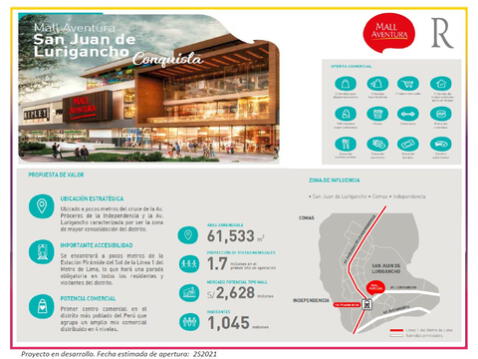  Mall Aventura San Juan de Lurigancho abrirá sus puertas en noviembre. Foto: difusión<br><br> 