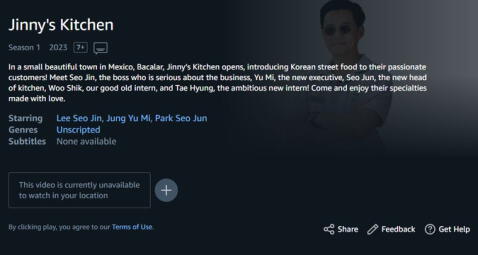 Tak wygląda strona "Kuchnia Jenny" Na Amazon Prime Video.  filmowanie   
