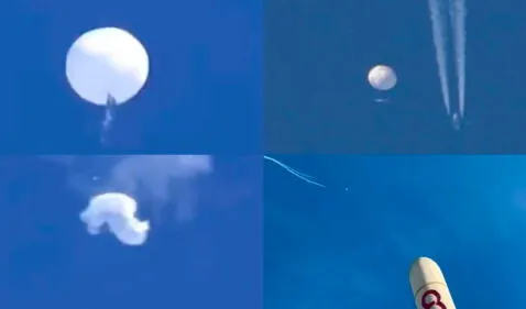 The before and after of the Chinese balloon that was shot down. Photo: Twitter @CvuenNoticias The before and after of the Chinese balloon that was shot down. Photo: Twitter @CvuenNoticias