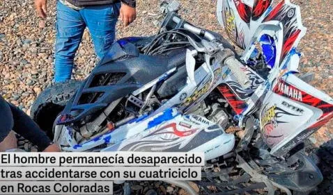  El hombre permanecía desaparecido tras accidentarse con su cuatriciclo en Rocas coloradas. Foto: captura/Clarín<br><br>    