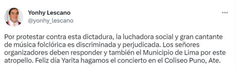 Yonhy Lescano Tras Cancelación De Concierto De Yarita Lizeth: "Por ...