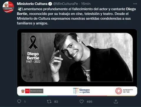 Diego Bertie: Famosos peruanos reaccionan tras la muerte del actor 