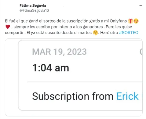 Fátima Segovia: ¿cómo participar en el sorteo por una suscripción GRATUITA a su OnlyFans?