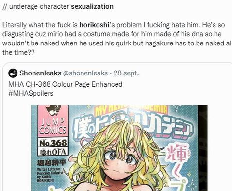 My Hero Academia: critican a Horikoshi por dibujar a Hagakure desnuda y acusan sexualización