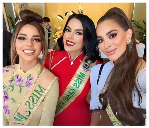  Luciana Fuster (Miss Grand Perú) junto a Valentina Martínez Landkœr (Miss Grand Venezuela 2023) y Maria Alejandra Lopez Perez (Miss Grand Colombia 2023). Foto: MGI Instagram<br><br>    