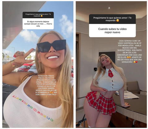  4.10.2023 | Fátima Segovia responde preguntas de sus seguidores sobre OnlyFans. Foto: captura Fátima Segovia Instagram<br><br>  