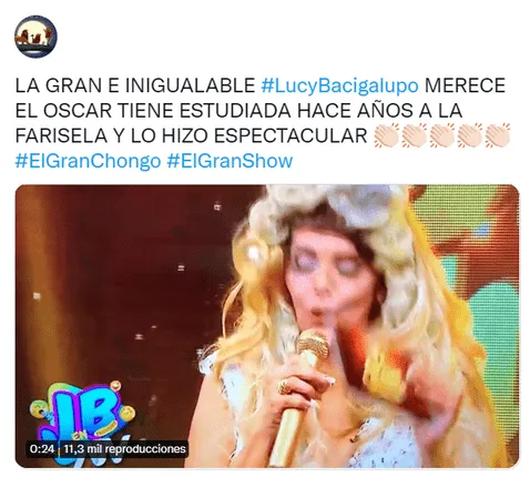 Elogian la imitación de Lucy Bacigalupo como Gisela Valcárcel en 