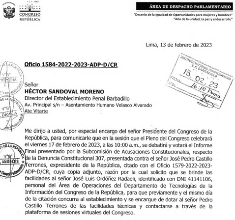 Letter to official of Barbadillo.  Photo: document   