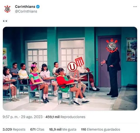 Corinthians se burló de Universitario y Estudiantes en sus redes sociales. 