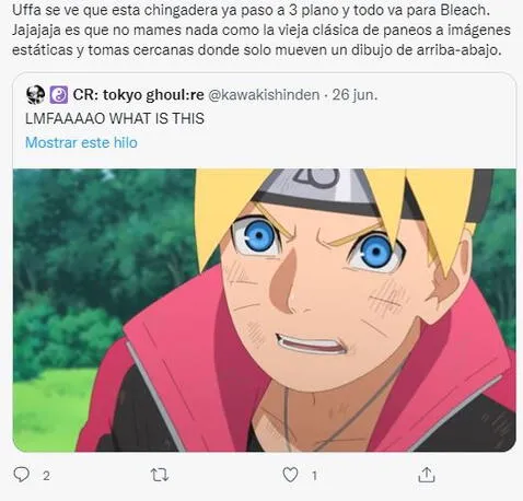 Boruto desata críticas por la mala animación de la pelea de Boruto y Kawaki en el último capítulo