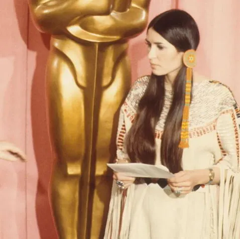   Sacheen Littlefeather at the 1973 Oscars ceremony. Photo: Michael Ochs    