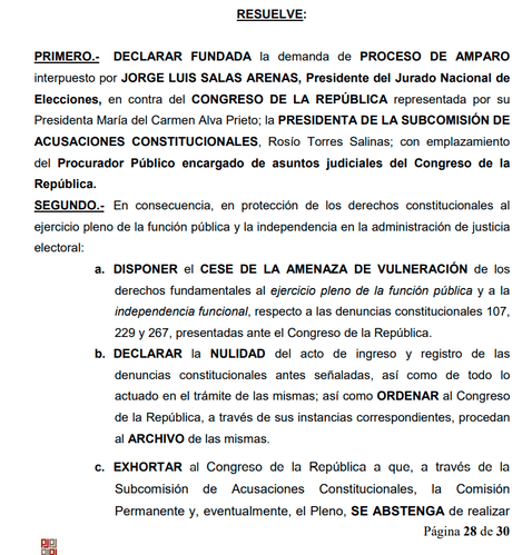 Resolution of precautionary measure. Photo: Judiciary Resolution of precautionary measure. Photo: Judiciary