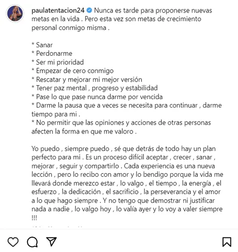 Paula Arias comparte reflexivo mensaje tras ruptura con Eduardo Rabanal: 