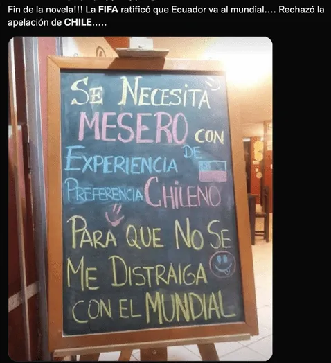 Chile fuera de Qatar 2022 - Memes
