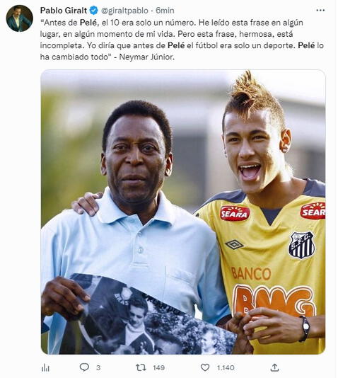 Pelé, el rey del fútbol, murió a los 82 años y el mundo lo despide en redes sociales: 