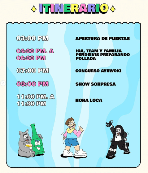  Este es el itinerario de la "Miji Pollada". Foto: Instagram    