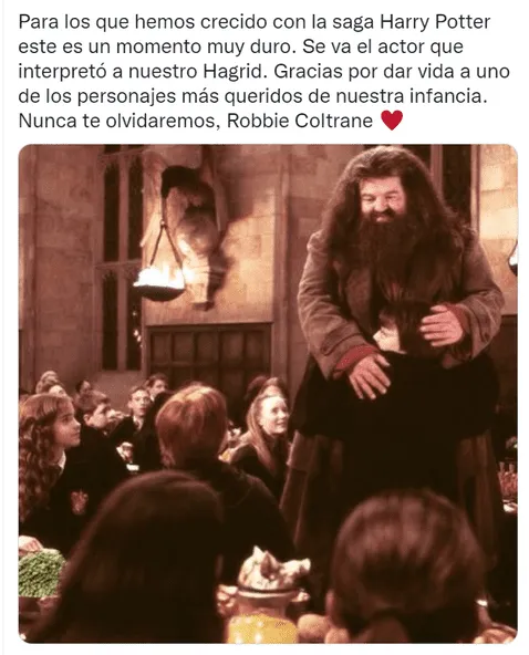 Hagrid, de Harry Potter, falleció y los usuarios lo despiden haciéndolo tendencia