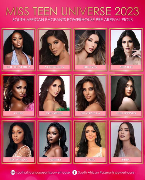  Hot pick del Miss Teen Universe 2023 elaborado por South African Pageants Powerhouse. Foto: Instagram<br><br>    