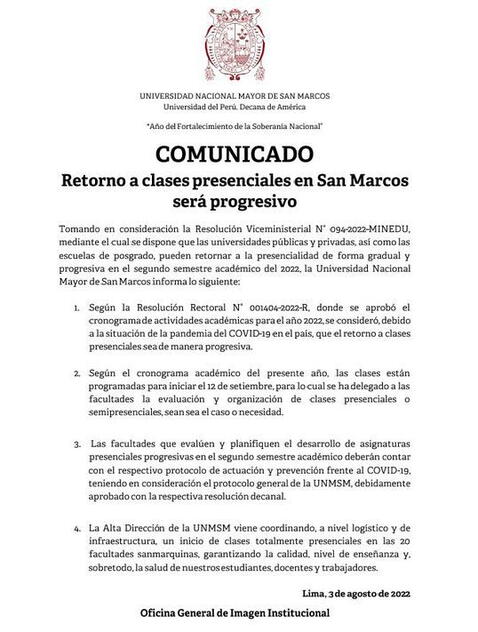 ¿Qué universidades peruanas tendrán clases presenciales en el segundo semestre de 2022?