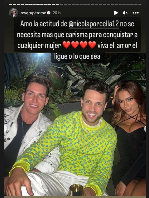  El Rey Grupero celebró el acercamiento entre Nicola Porcella y Anitta. Foto: captura Rey Grupero/Instagram<br><br>  