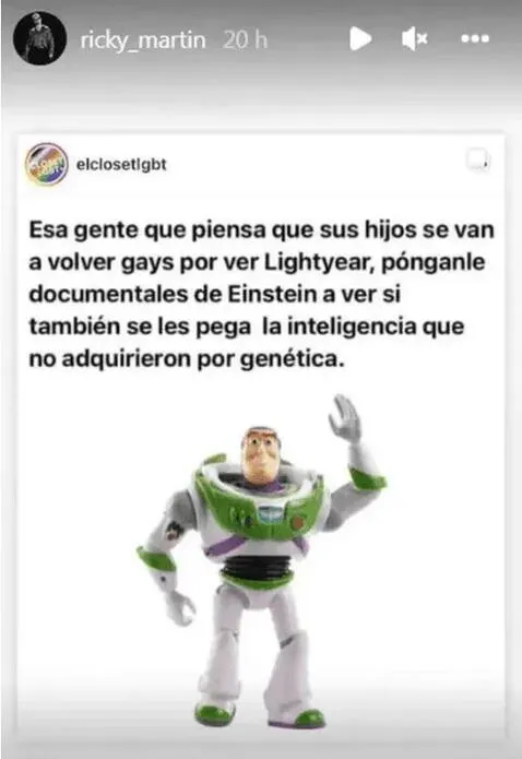 Lightyear: Ricky Martin comparte mensaje duro contra críticos de escena de beso lésbico