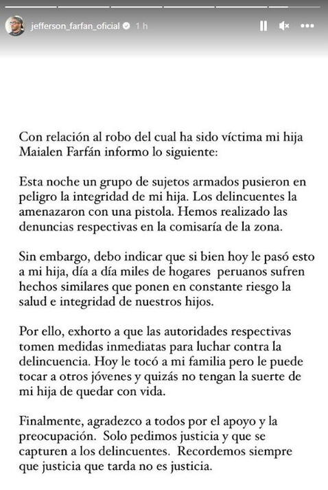 Jefferson Farfán se pronunció extensamente sobre lo ocurrido con su hija. Foto: Instagram de Jefferson Farfán   