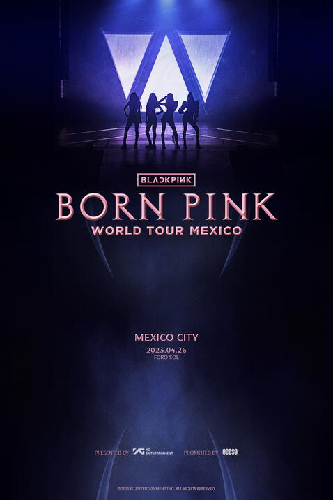 Póster oficial del concierto de BLACKPINK en México 2023. Foto: YG 