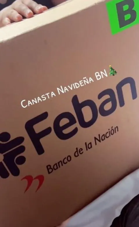 La joven quedó agradecida por la canasta que recibió del Banco de la Nación. Foto: captura de TikTok.   