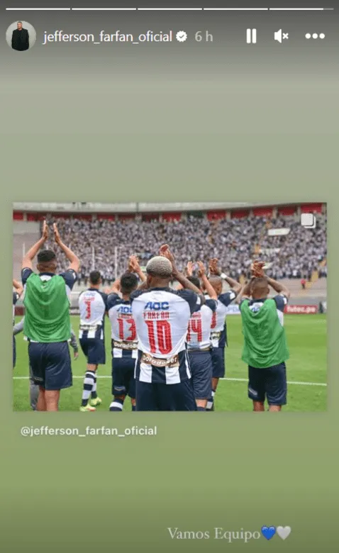 Jefferson Farfán en sus historias de Instagram. Foto: Instagram.   