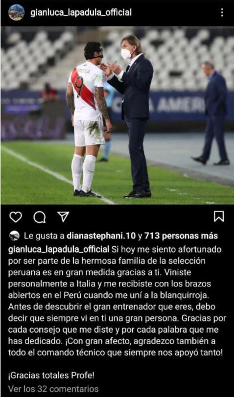 Gianluca Lapadula y su emotivo mensaje hacia Ricardo Gareca