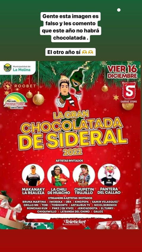 Sideral descarta realizar chocolatada este 2022