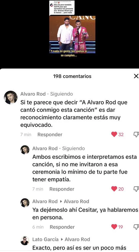 Álvaro Rod asegura que esperaba un poco de empatía de César Bernales. Foto: captura TikTok 