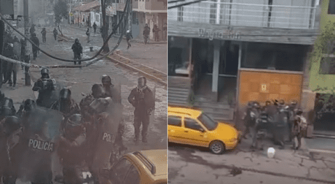 Policías patean y golpean a manifestante durante protestas en Cusco