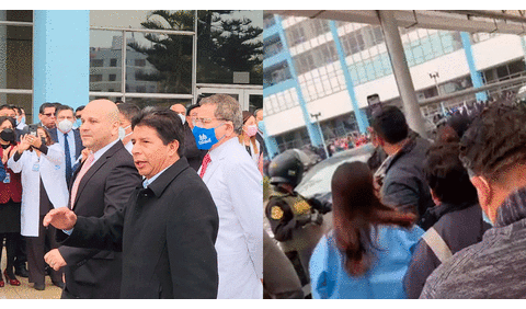 Pedro Castillo recibe calificativos de “corrupto” en su visita al hospital Rebagliati de Lima