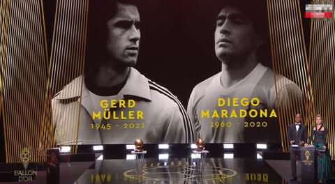 ¡Homenaje a dos grandes! Diego Maradona y Gerd Müller fueron recordados en el Balón de Oro