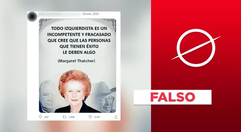 Es falsa la frase atribuida a Margaret Thatcher sobre los “izquierdistas”