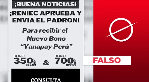 No, el Reniec no aprobó un padrón para un “Nuevo Bono Yanapay Perú”