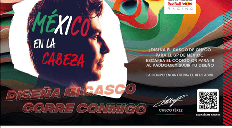 'Checo' Pérez invita a sus seguidores a diseñar su casco para el Gran Premio de México
