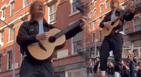 Ed Sheeran celebra triunfo en juicio por plagio cantando sobre un auto en Nueva York
