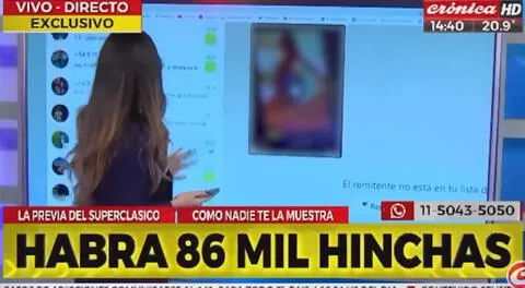 Conductora argentina muestra por error chat con video íntimo en previa del Boca Juniors vs. River Plate