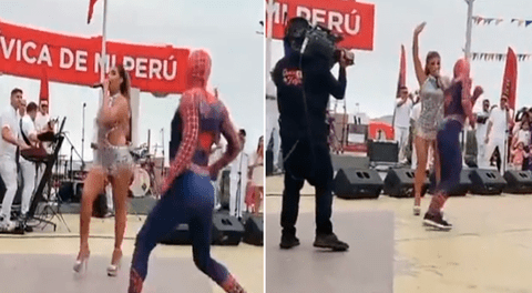 Spiderman interrumpe show de Yahaira Plasencia y saca los pasos prohibidos en festival de Mi Perú