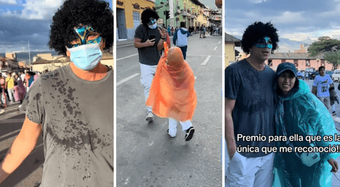 Christian Meier llegó camuflado a los carnavales de Cajamarca, pero terminó siendo mojado y reconocido