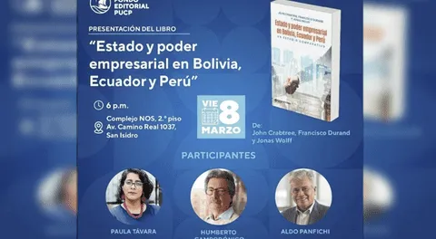 "Estado y propiedad en Bolivia, Ecuador y Perú" se presenta este viernes 8 de marzo