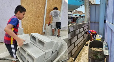SMP: menor ayuda a su padre en la construcción de colegio a minutos de que inicie el año escolar