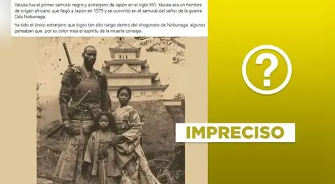 Imagen atribuida al "primer samurái de origen africano" no es real: fue creada digitalmente
